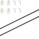 JINCHAN French Door Curtain Rods, No-Drill Adjustable Black Curtain Rods with Adhesive Hooks, 28-48 Inch Aluminum 2-Pack for Sheer & Tier Curtains