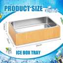 Ice Housing Bin with Removable Tray Ice Holder Container Wine Beer Champagne Drink Bucket Beverage Tub for Freezer Display Buffet Bar Counter Party Drink Chiller(Bamboo and Steel,21" X 13" X 5.5")
