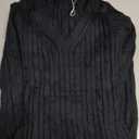 MEROKEETY Women's 2025 Fall Long Sleeve Bodycon Sweater Dress Winter V Neck Cable Knit Slit Midi Dresses M