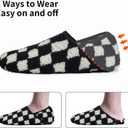 WateLves Womens & Mens Lightweight Cozy Faux Furry House Slippers - Rubber Sole Slip On Sock Shoes - Foldable Travel Slippers - Indoor & Outdoor (5.5-6.5 Women/4.5-5.5 Men, Black/White)