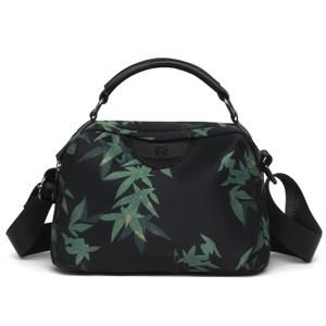Eslcorri Small Crossbody bags for women Compact Nylon Shoulder Purse Mini Square Everyday Handbag Casual Lightweight Cute Travel Hobo Sling with Top Handle & Adjustable Strap -Bamboo Leaf
