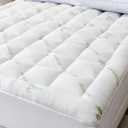 Cooling Mattress Topper Queen Extra Soft Pillow Top Mattress Pad, Breathable Viscose Made from Bamboo Mattress Protector for Back Pain Relief, Deep Pocket Cover Fits 821 Inch