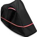Full Enclosed Motorcycle Cover - Waterproof for Outdoor & Indoor Storage,600D Heavy Duty with Reflective Strips,Fits Scooters & Touring Motorcycles up to Length 108" x 45" x 59" Black