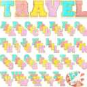 Jutom 104 Pcs Self Adhesive Chenille Letter Patches Chenille Stick on Embroidered Patch for Clothing Jackets Backpacks Hats(Classic,Purple, Sky Blue, Pink, Yellow)