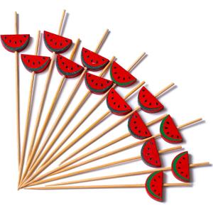 PuTwo Cocktail Picks Handmade Bamboo Toothpicks 100pcs 4.7 in Watermelon Decor