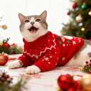 Dog Christmas Sweater Soft Warm Fall Winter Cat Clothes Puppy Sweater for Small Dogs Cute Xmas Reindeer Doggie Outfit Cat Sweaters with Sleeves Pet Holiday Costume Chihuahua Apparel(Red,L)