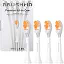 Brushmo All-in-One Replacement Toothbrush Heads, Compatible with Philips Sonicare Click-on Electric Toothbrush Handles, 4 Standard Replacement Heads, BM994, White