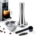 Stainless Steel Refillable Coffee Capsule For VertuolineGCA1, BENFUCHEN Metal Refillable Pod Brew Coffee 230ML/7.5OZ(BIG Cup), NespressoVertuo Reusable Pod For ENV135, 1 Pod 1 Tamper