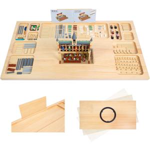 WOOD CITY Building Baseplate Table for Lego, Building Tray Board with Storage and Classify, Activity Sensory Platform Table for Adults Children and Seniors with Lazy Susan WOOD CITY Building Baseplate Table for Lego, Building Tray Board with Storage and Classify, Activity Sensory Platform Table for Adults Children and Seniors with Lazy Susan