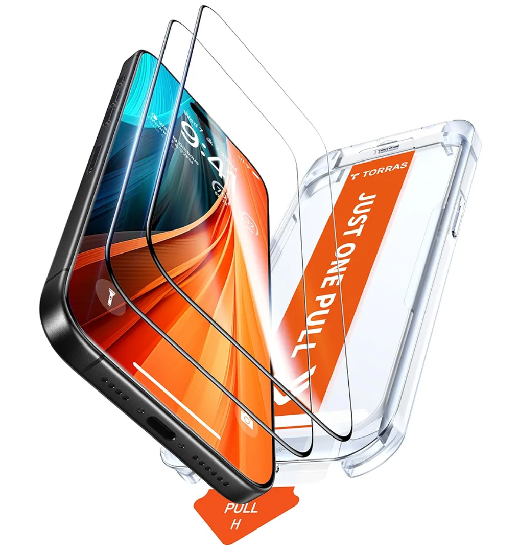 TORRAS Military-Grade Shatterproof for iPhone 16 Pro Screen Protector [9H+ Aerospace Tempered Glass＆ One-Step Installation] Full Coverage Fit Bubble Free Top-Notch Protection, 2 Pack, GlassGo X