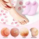 Didiseaon Moisturizing Foot Cover - 2 Pairs Silicone Spa Socks for Foot Care Soft Gel Feet Treatment for Dry Cracked Feet Reusable and Washable for Home and Travel