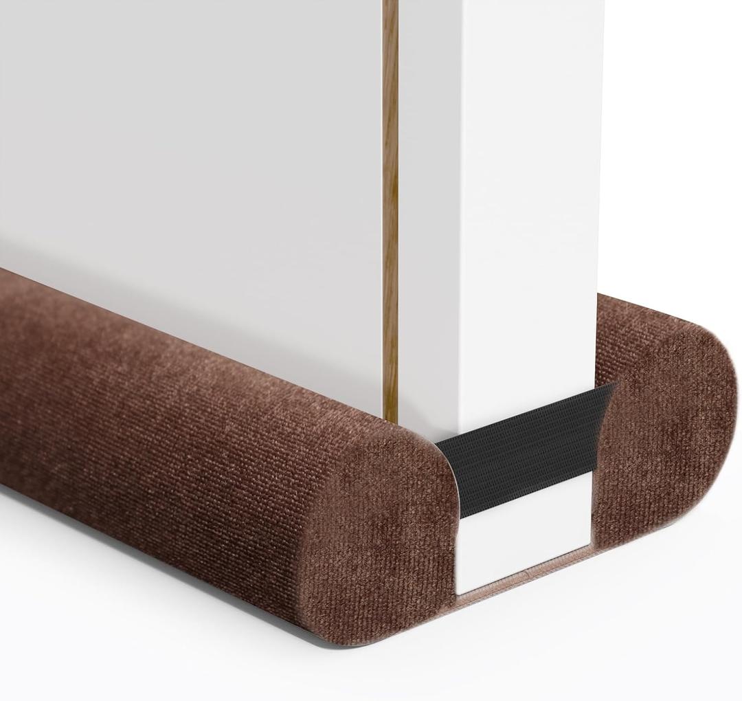 Upgraded Door Draft Stopper for Bottom of Door, Under Door Gap Filler for Big Gap, No Folding Required, Flexible Installation Door Sweep soundproofing Strip for Home & Apartment, 28-32in, Brown