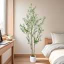 Olive Trees Artificial Indoor,Fake Olive Tree 6FT Tall 1Pack with White Planter Faux Silk Olive Tree for Home Living Room Office Decor Faux Artificial Plants Indoor with Fruit & Free Moss