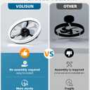 VOLISUN Low Profile Ceiling Fans with Lights and Remote, 20in Flush Mount Ceiling Fan with Light, 3000K-6500K Dimmable Fandelier LED Fan Light, Black Bladeless Ceiling Fans with Lights for Bedroom