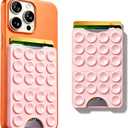 Silicone Suction Cup Card Holder Suitable for Phone Cases, Phone Wallet Stick to The Back of The Phone, Can Hold Up to 3 Cards, Suitable for Selfies and Videos, 2.28"x3.54" (Chalk Pink)