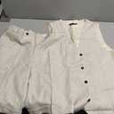 Men's Linen 2 Piece Suit Slim Fit Wedding Groom Groomsmen Summer Vest Shorts Set (Beige, L)