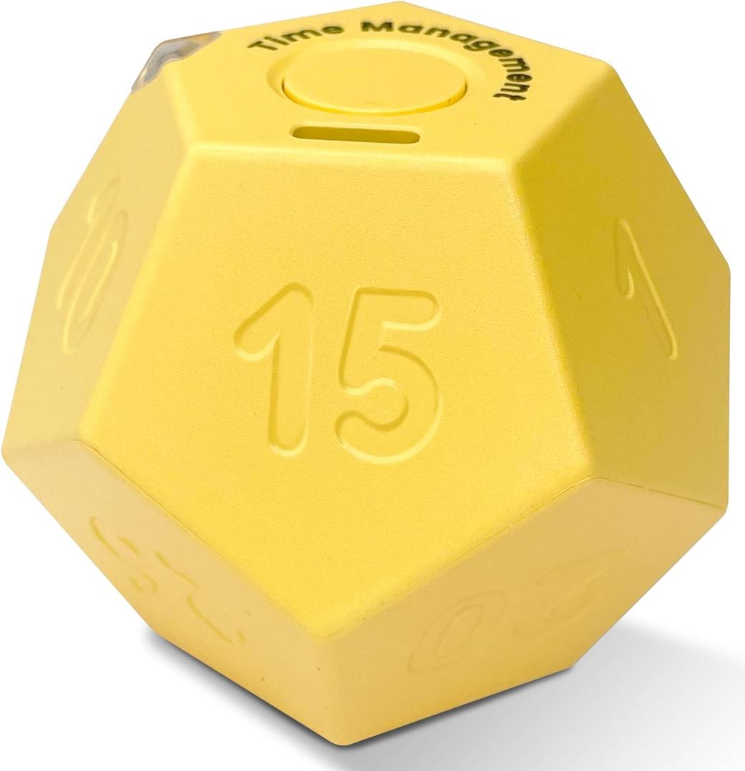 Cube Pomodoro Timer - Flip to Start Countdown, Rechargeable Mini Productivity Timer for Study, Office, 11 Preset Times, Silent/Vibration, Time Management Tool for Kids & ADHD (Yellow)