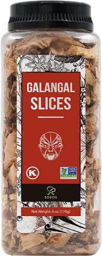 Soeos Galangal Slices 6 Ounces, Non-GMO Verified, Kosher, Great Galangal - Alpinia Galanga, Perfect for Tom Yum and Tom Kha Soups, Authentic Product of Vietnam, Sliced Dried Galangal Root, 6oz. 2 Pack