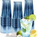 50 Pack Plastic Cups Disposable 12 oz Blue Plastic Cups for Cold Drinks Party, Drinking Cups for Birthdays, Weddings, Christmas and Other Celebrations