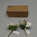 Ling's moment Boutonniere for Men, 2pcs Groom Groomsmen Guest Boutonniere, Artificial Flowers for Wedding/Prom/Homecoming, etc.White Baby Breath Ivory