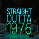 Straight Outta 1976 Neon Light Sign Celebrate 50th Men and Women Birthday Party Happy Fifty Years Old Birthday LED Sign Best Age 50 and Fabulous for Bedroom Home workroom Man cave Party Wall Decor