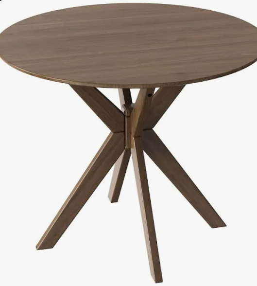 CModern Round Wood Dining Table 35'' W/ Solid Wood Legs& Base