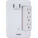 Prime PBRUSB346S 6-Outlet Wall Tap with 1,200-Joule Surge Protection and Dual USB Charger
