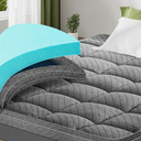 Dual Layer Memory Foam Mattress Topper - AprLeaf 3 Inch Pillow Top Mattress Topper, 2 Inch Cooling Gel Memory Foam and 1 Inch Pillow-Top Cover for Medium Support Relief Back Pain (Queen, Grey)