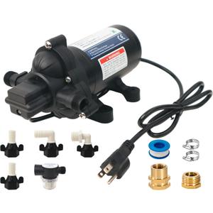 T33 Automatic On-Demand Diaphragm Pump 115Vac, 4.0GPM, 45PSI, Industrial Water Pressure Pump for Kitchen, Bathroom, RV, Marine Yacht, Caravan, Garden