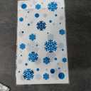 Unique Part Bags 100 Pcs Christmas Favor Bags Snowflake Santa Claus Treat Bags Flat Cellophane Plastic Container for Bakery Cookies Candies Dessert with 100 Pieces Twist Ties(Snowflake,Blue)