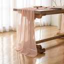 2Pcs Pink Cheesecloth Table Runner 120 Inches for Party Home Decor, 35"x120"