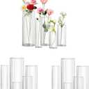 15pcs Clear Glass Vase for Centerpieces, 4,6,7.5,8,10 inch Tall Cylinder Flower Vase Bulk Floating Candle Holder for Wedding Table Home Dcor and Party