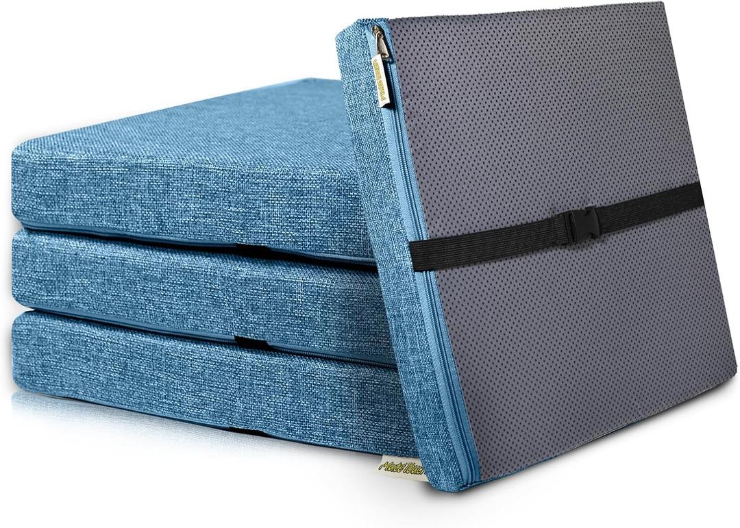 4PCS Linen Soft Foam Seat Cushion | 15x14x2 Inches Bar Stool Cushions Square | Thickened Recliner Cushion | Chair Cushion with Removable Cover (Indigo Blue)