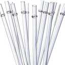 ALINK 10.5 inch Tritan Hard Plastic Clear Straws, Long Reusable Clear Replacement Tumbler Drinking Straws for 16 oz 20 oz 30 oz Stanley, YETI, Starbucks, Mason Jars, Set of 10 with Brush