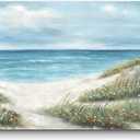TAR TAR STUDIO Coastal Beach Canvas Picture Art: Blue Seaside Artwork Abstract Seascape Hand Painted on Canvas for Wall Art (36''W x 24''H)