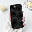 2 x NITITOP Compatible with iPhone 14 Plus Case Cute Sunflower Floral Design for Women Girls Flower Artistic Soft TPU Shockproof Protective Full Camera Protection Cover - Black