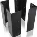 Acrux7 4 Pack Raised Garden Bed Corner Brackets for 10"-15" Bed, 9" x 3" x 3" 90 Degree Rustproof Metal Raised Bed Corners Connectors for Vegetable Flower Garden Bed, L Brackets for Furniture (Black)