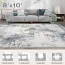 Washable Rug 8x10 Area Rugs for Living Room: Modern Abstract Neutral Soft Carpet for Bedroom Dining Room Under Kitchen Table Home Office Decor - Grey Blue