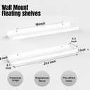 Boswillon 23.6 Inches Long Floating Shelves, 2 Set Modern White Wall Shelf for Bedroom, Nursery Book Shelf with Lip, Picture Ledge Shelf for Living Room, Bathroom, Kitchen