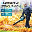 Leaf Blower Cordless, 580CFM/160MPH & 3 Speed Levels, Electric Cordless Leaf Blower with 2 * 4.0Ah Battery Powered, Blowers for Lawn Care, Blower with Extension Nozzle