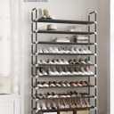 SONGMICS Shoe Rack, 10-Tier Shoe Shelf, Shoe Storage Organizer, 11.4 x 39.4 x 68.9 Inches, Metal Frame, Non-Woven Fabric Shelves, for Entryway, Bedroom, Black ULSH11H