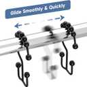 Titanker Shower Curtain Hooks Rings, Rust Resistant Metal Double Glide Shower Hooks Rings for Bathroom Shower Rods Curtains, Set of 24 Hooks - Black
