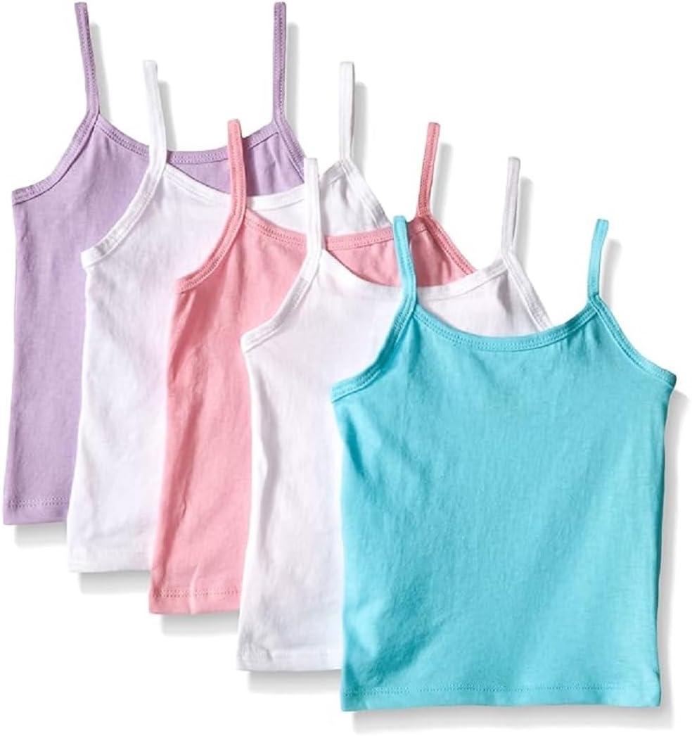 Hanes Girls' Camisole, 100% Cotton Tagless Cami, Toddler Sizing, (4-5T, White - 5 Pack)