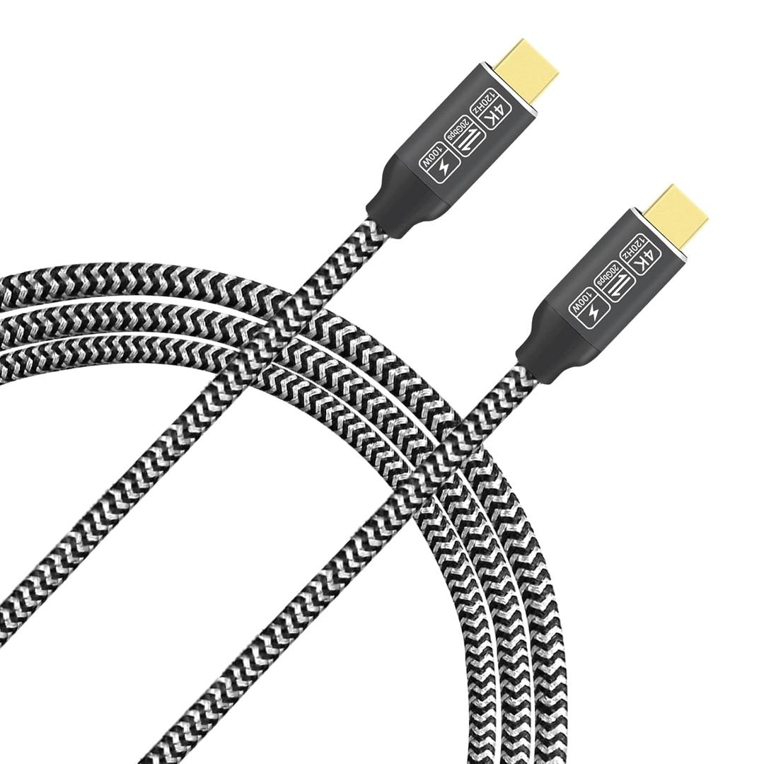4K144Hz USB C20Gbps to USB C 3.1 Gen 2 Cable Data Transfer, 4K144Hz Video Output Monitor Cable 100W PD Fast Charging - Small Size, for iPhone 15, MacBook, iPad Pro 2020