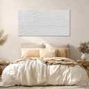 GAIDUOMAI White Canvas Wall Art Abstract Textured Painting Line Pictures Wall Decor Hand Painted Modern Wall Art for Living Room Dining Room Kitechen 24x48 Inch
