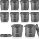 Tioncy 10 Pcs 2 Gallon Plastic Bucket with Lid Heavy Duty 2 Gallon Bucket Pail with Lid Handle for Storage Container Home Household Cleaning (Grey) (Gray)