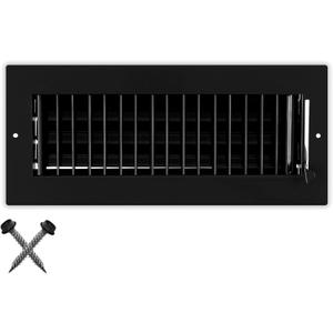 10" X 4" Adjustable AIR Supply Diffuser - HVAC Vent Cover Sidewall or Ceiling - Grille Register - High Airflow - Black [Outer Dimensions: 11.75" w X 5.75" h]