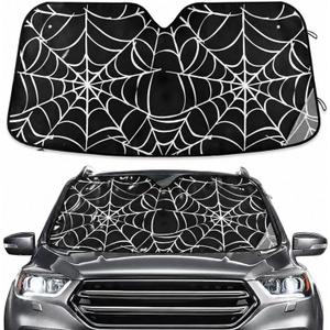 Halloween Spiderweb Windshield Sun Shade for Car Auto SUV Truck Foldable Front Window Sunshade Sun Visor Protector Block UV Rays Reflect Heat, 55" x 28"