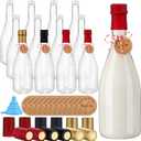 Baderke 12 Pack 750 ml Christmas Plastic Coquito Bottles 25 oz Christmas Empty Wine Champagne Bottles with Lids Heat Shrink Caps Stickers Labels for Homemade Coquito Drinks Xmas Party (Multicolor)