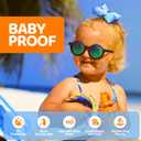 2 x RIVBOS Baby Aviator Wrap Polarized UV400 Sunglasses Soft Frame Secure Strap Toddler,Infant and Newborn (0-18 Months) RBK068 (Black Round&ice Green Lens)